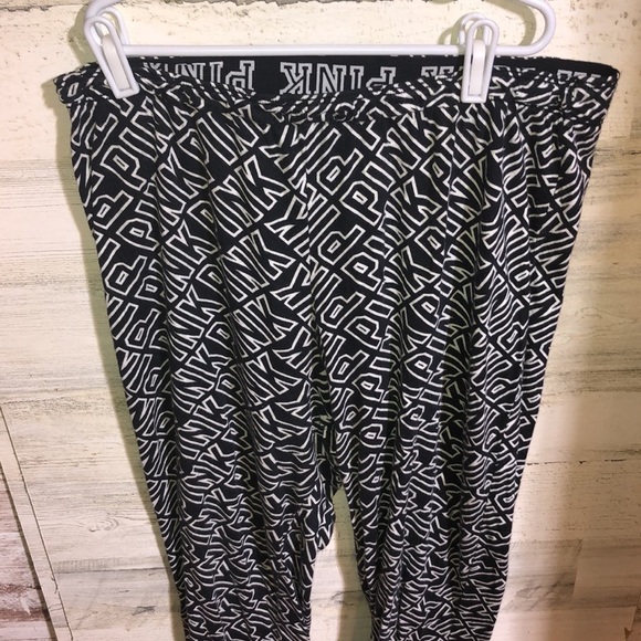 PINK Victoria’s Secret sweatpants large lettering size medium black and white - Picture 2 of 6